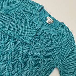 Liz Claiborne Cable Knit Turquoise Size M Pullover Sweater St. Liz Claiborne 415